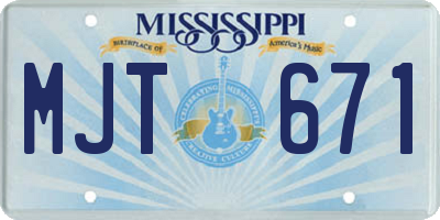 MS license plate MJT671
