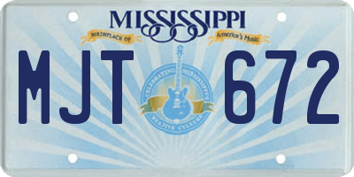 MS license plate MJT672