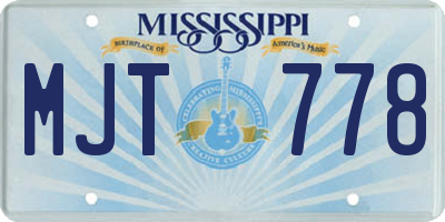 MS license plate MJT778