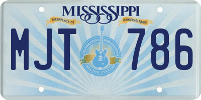 MS license plate MJT786