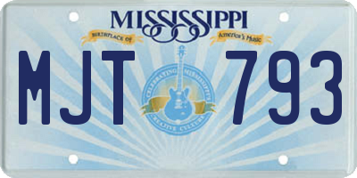 MS license plate MJT793