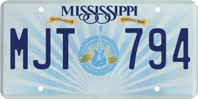 MS license plate MJT794