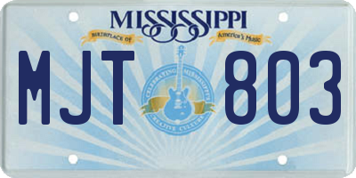 MS license plate MJT803