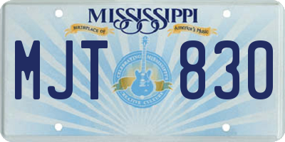 MS license plate MJT830