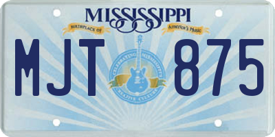 MS license plate MJT875