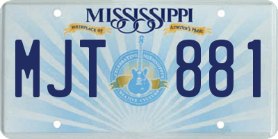 MS license plate MJT881