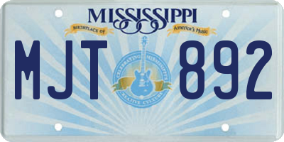 MS license plate MJT892