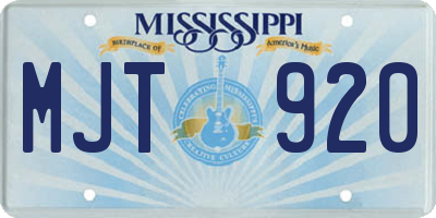 MS license plate MJT920
