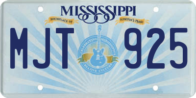MS license plate MJT925