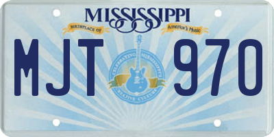 MS license plate MJT970