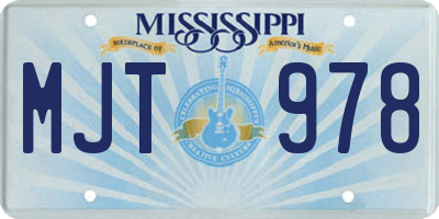 MS license plate MJT978