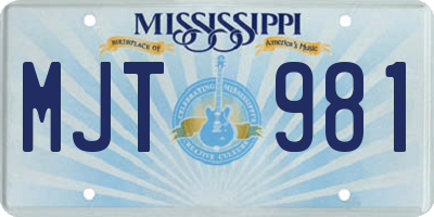 MS license plate MJT981