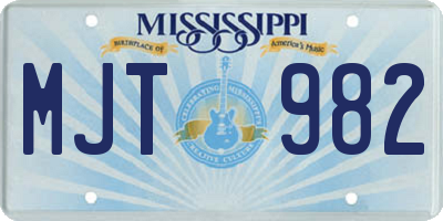 MS license plate MJT982