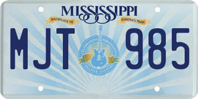 MS license plate MJT985