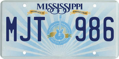 MS license plate MJT986