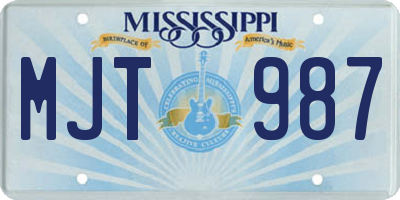 MS license plate MJT987