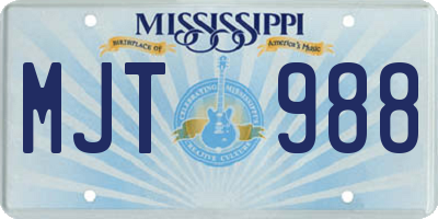 MS license plate MJT988