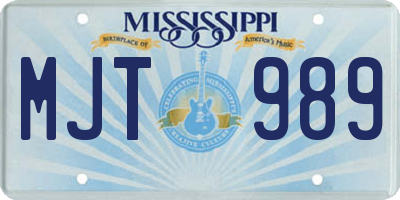 MS license plate MJT989