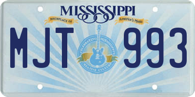 MS license plate MJT993