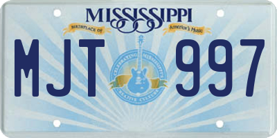 MS license plate MJT997