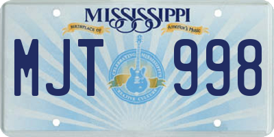 MS license plate MJT998