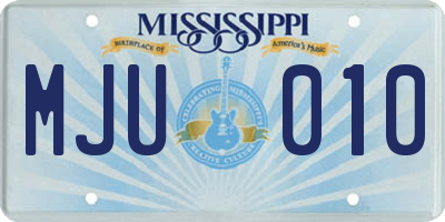 MS license plate MJU010