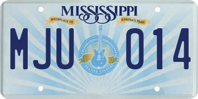 MS license plate MJU014
