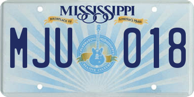 MS license plate MJU018