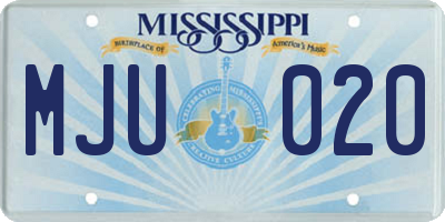 MS license plate MJU020