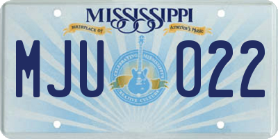 MS license plate MJU022