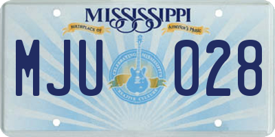 MS license plate MJU028