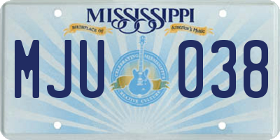 MS license plate MJU038