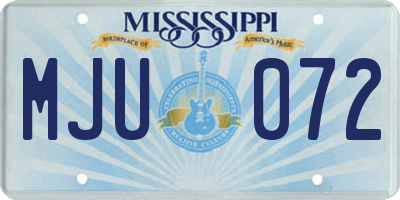 MS license plate MJU072