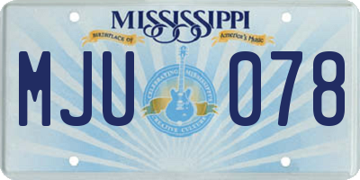 MS license plate MJU078