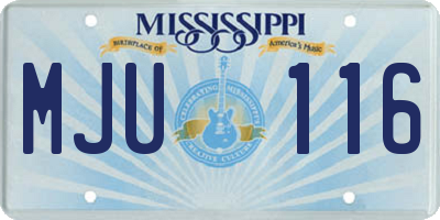 MS license plate MJU116