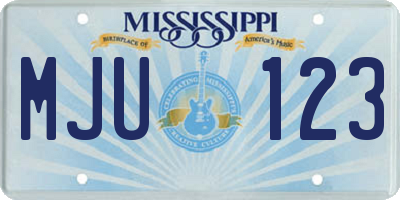 MS license plate MJU123