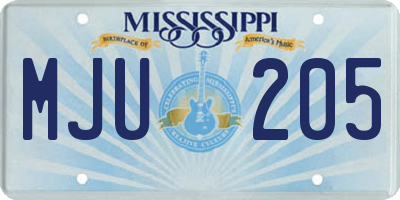 MS license plate MJU205