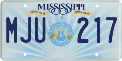 MS license plate MJU217