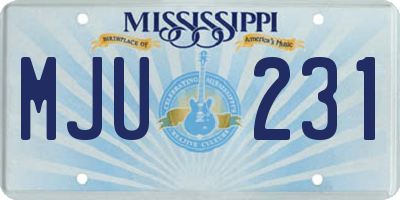 MS license plate MJU231