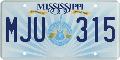 MS license plate MJU315