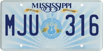 MS license plate MJU316