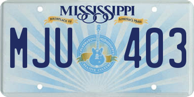 MS license plate MJU403