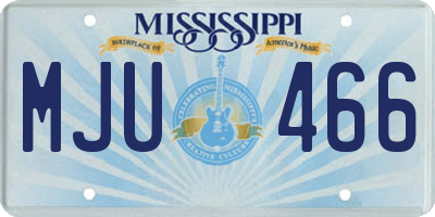 MS license plate MJU466