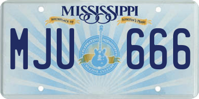MS license plate MJU666