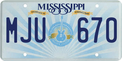 MS license plate MJU670