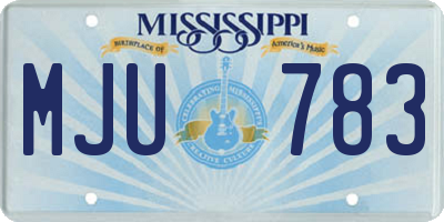 MS license plate MJU783