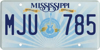 MS license plate MJU785