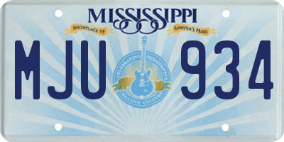 MS license plate MJU934