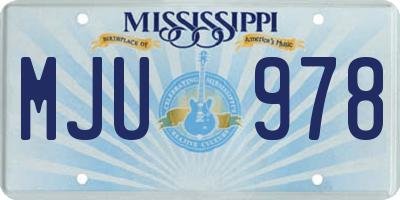 MS license plate MJU978