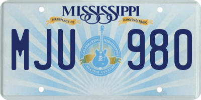 MS license plate MJU980